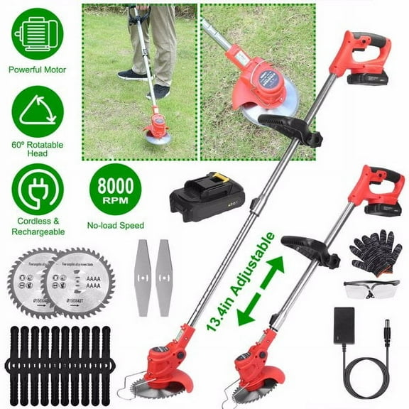 Powerful 8000 rpm telescopic weed trimmer/barbedless lawn mower/brush trimmer with 37“ to 50.4” adjustable poles for garden yards