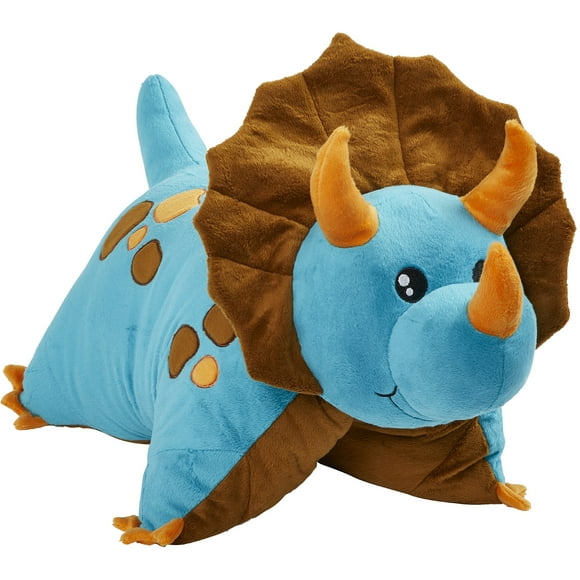 Almohada de peluche para mascotas, diseño de triceratops, dinosaurio azul, 18 pulgadas