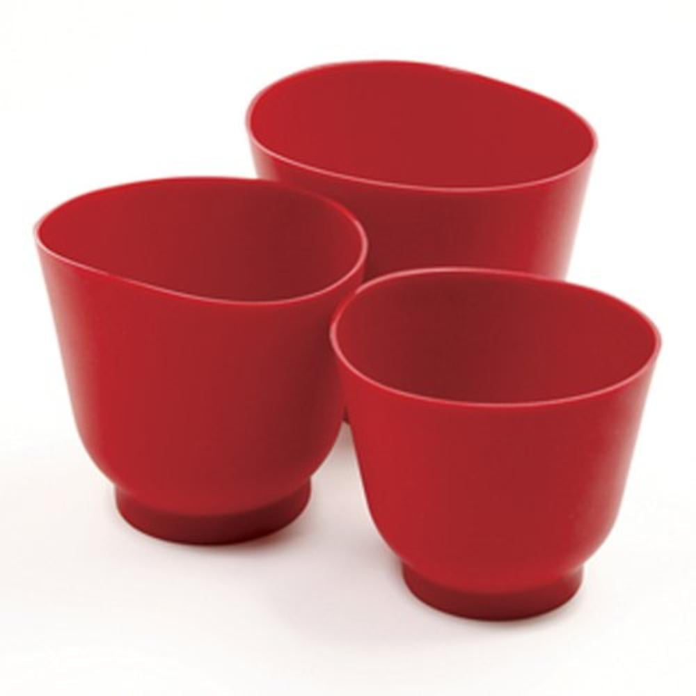 3 Piece Silicone Bowl Set, Red, The small holds 1quart, medium holds 1