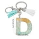 thumbnail image 4 of Llavero de letras con borlas verdes | Colgante de cristal acrílico | Lámina de oro, pegamento en gota, joyería de piedra engrosada | Amuleto de bolso con estilo, accesorio para mochila | 1 pieza, 4 of 9