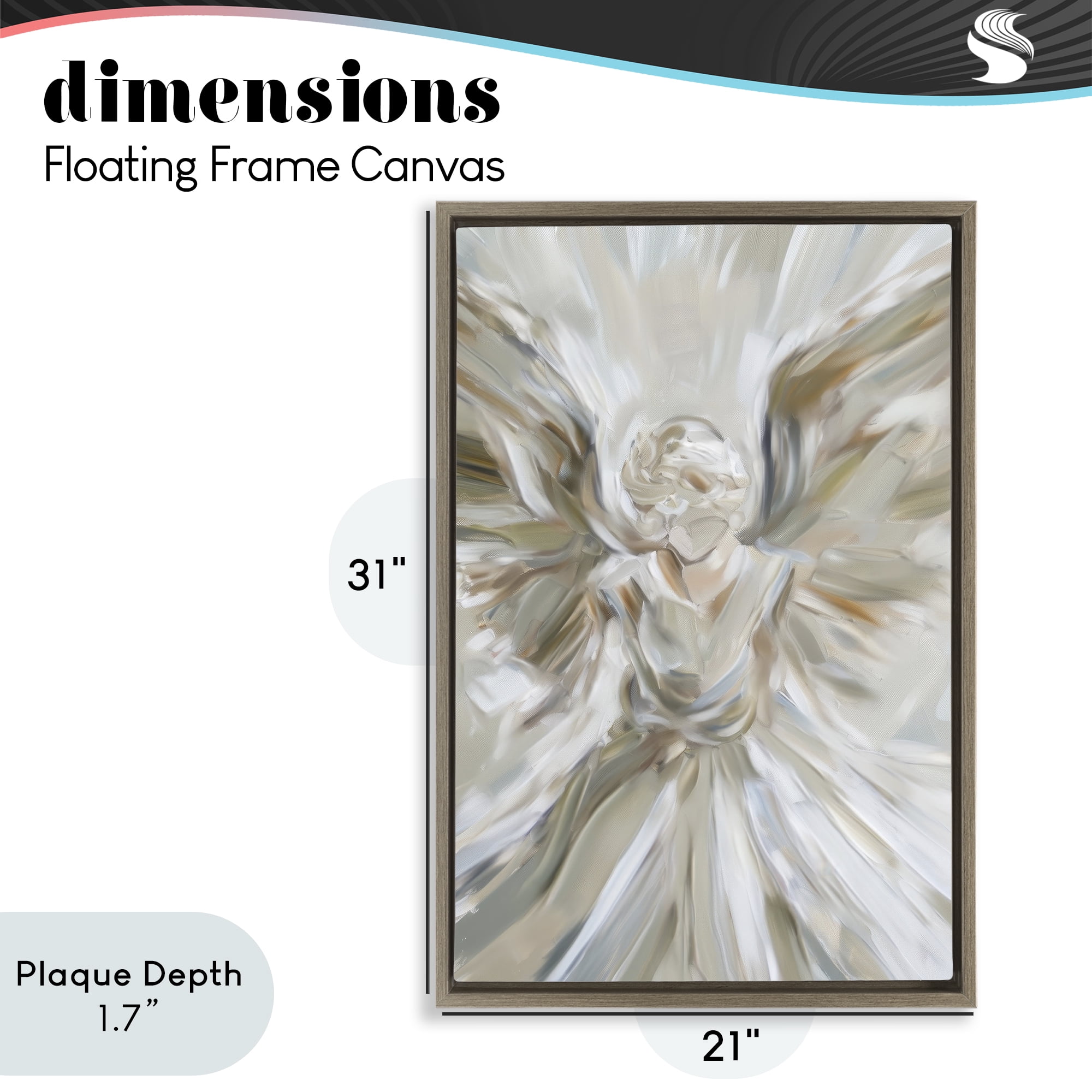 Stupell Industries Serene Angel with Flowing Wings Brown Framed Floater Canvas Wall Art, design by Petal Prints Design