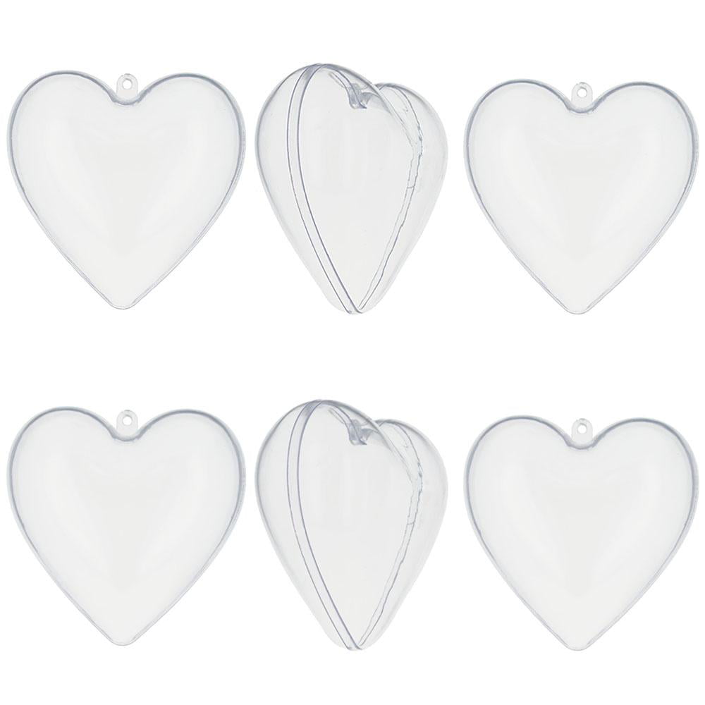 Details about   Set of 6 Clear Plastic Heart Ornaments DIY Craft 3 Inches