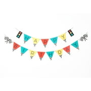 Vintage Race Car, Happy Birthday Banner, 17 Pennants, Paper, 2 Strands