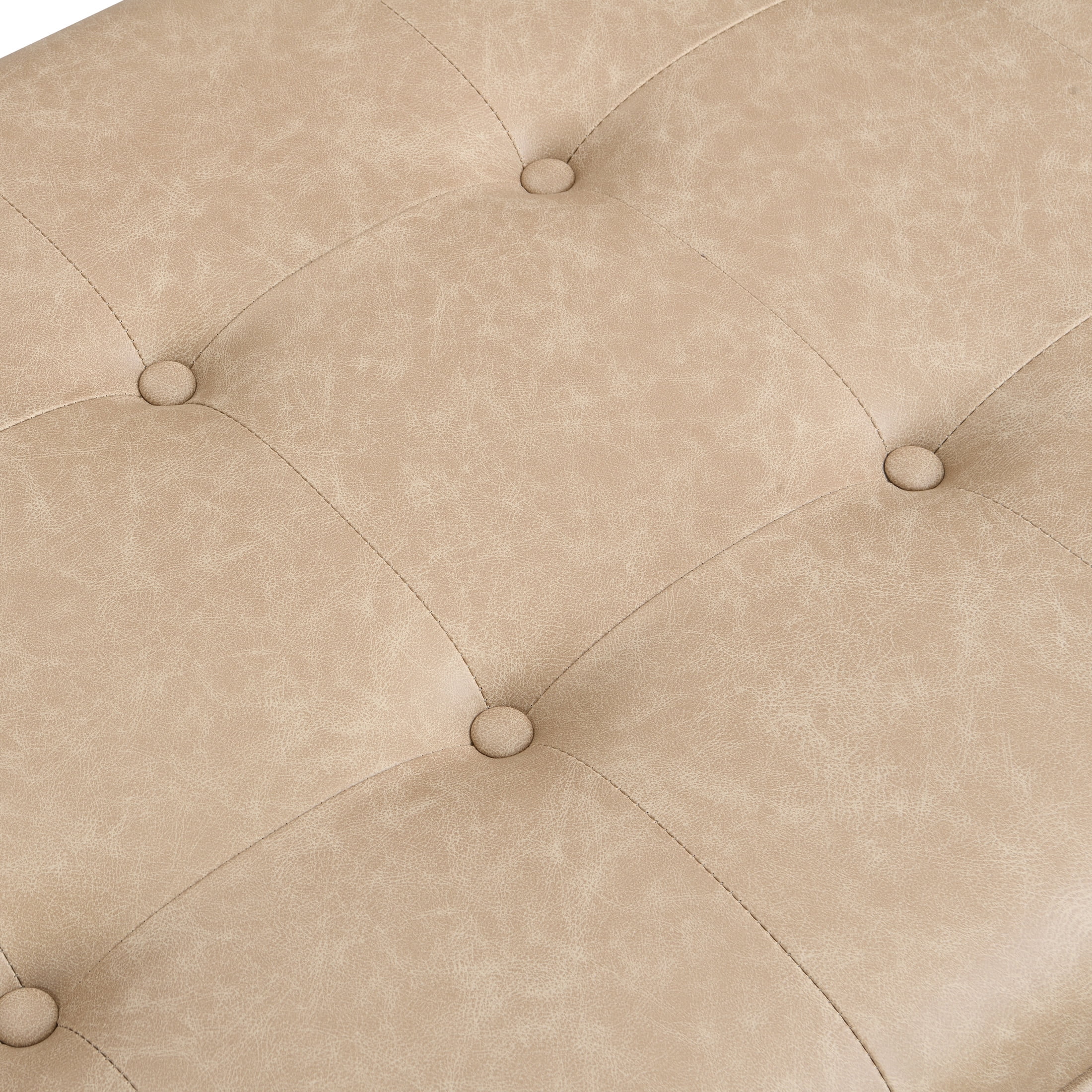 Christopher Knight Home Modern 48.4" Ottoman Bench, PU Leather Button-Tufted Cocktail Ottoman, Taupe Brown