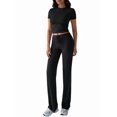 thumbnail image 3 of Women'S 2 Piece Lounge Sets Short Sleeve Tops Fold-over Flare Pants Casual Outfits Matching Set, 3 of 9