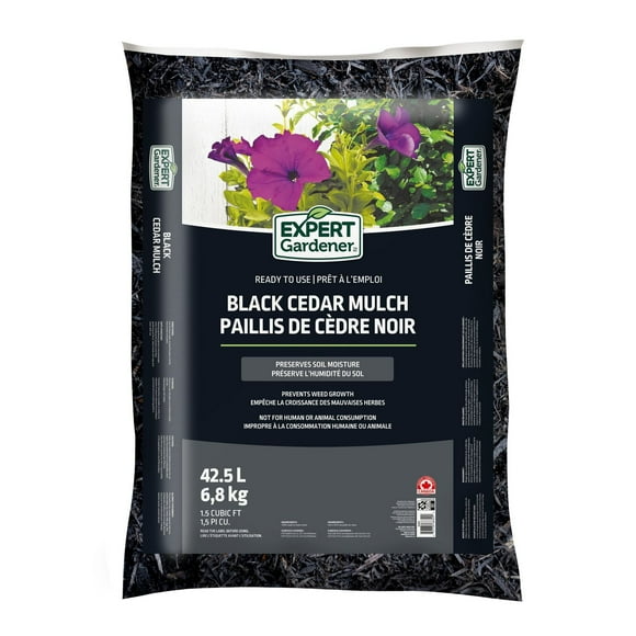 Expert Gardener Black Cedar Mulch, 1.5 Cu ft 42.5L Bag, EG Black mulch 1.5 cu.ft