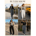 thumbnail image 6 of PINKSIR Women's Barrel Sweatpants High Waisted Wide Leg Lounge Pants with Drawstring and Pockets Baggy Casual Sweat Pants, 6 of 9
