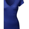 thumbnail image 3 of FashionOutfit Women's Super Strech SoftRayon Spandex Long V-Neck Short Sleeve Tops, 3 of 3