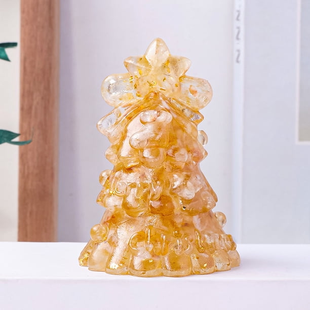 Piedras rotas de cristal natural con pegamento por goteo Fiudx adornos de decoración de escritorio árbol de Navidad