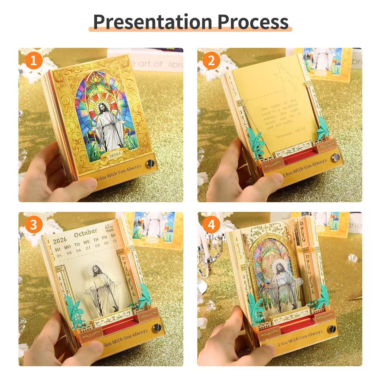 MACTANO 3D Art Calendar 2026, Time Piece Calendar Tear Away Paper DIY Carving Sticky Note-Jesus