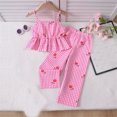 thumbnail image 5 of Toddler Girls Outfit Sets Flower Print Plaid Sleeveless Tops And Long Pants Set Summer Beach Vacation Sweet Clothes For Kids Girl Outfit Sets，2Piece，3 -4 Years, 5 of 8