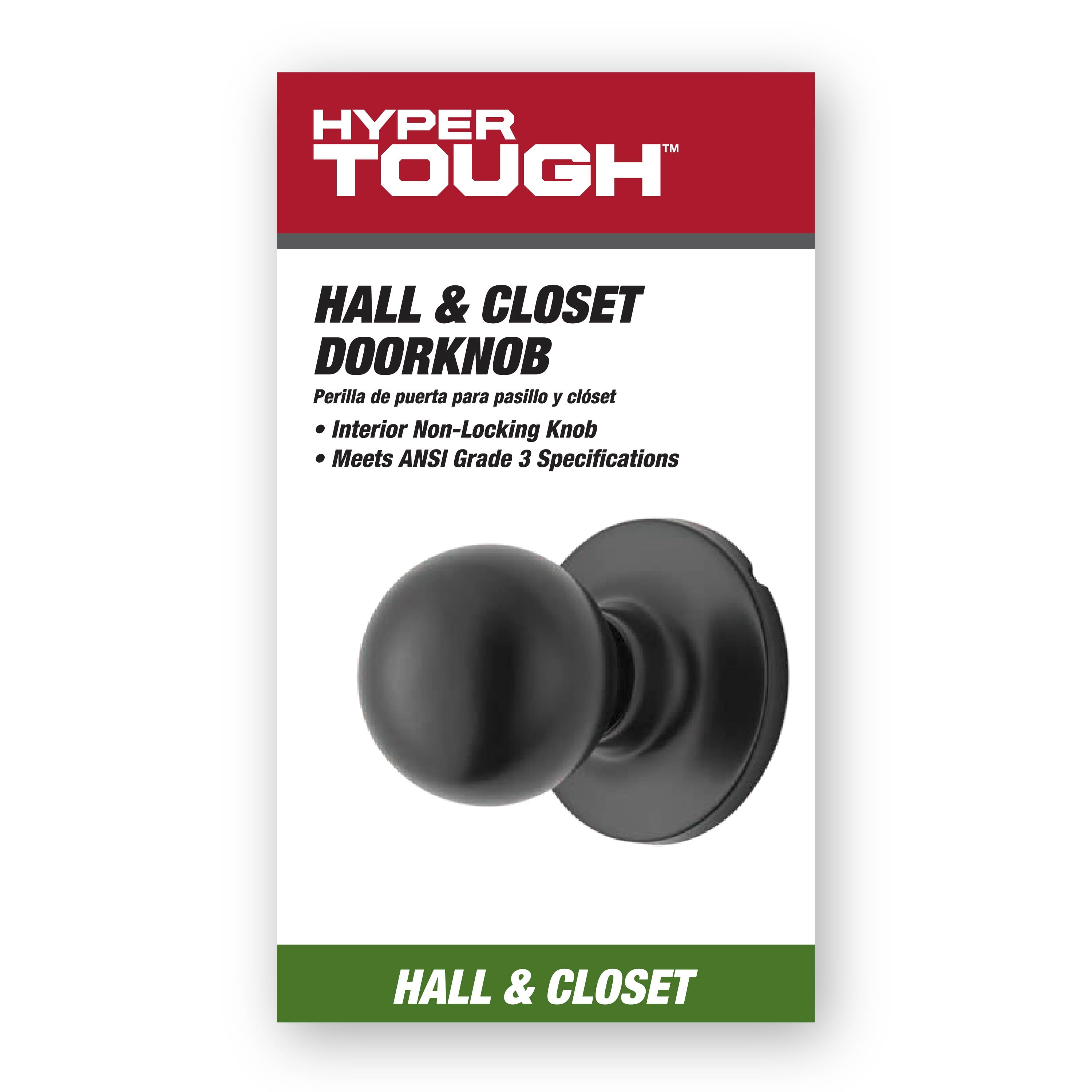 Hyper Tough Interior Non-Locking Ball Passage Hall & Closet Doorknob Matte Black Finish