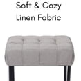 thumbnail image 3 of BirdRock Home Rectangular Tufted Grey Foot Stool Ottoman with Black Legs - Linen Vanity Chair - Soft Compact Padded Seat - Bedroom and Kids Room Chair - Metal - Makeup Seat, 3 of 4
