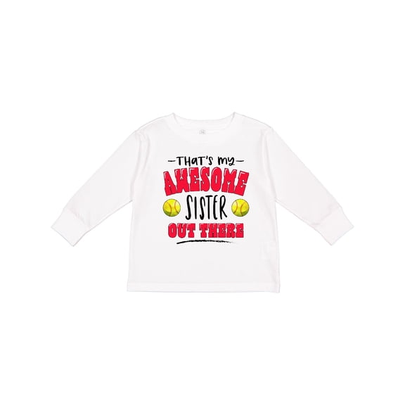 Inktastic That's My Awesome Sister Out There with Softballs Boys or Girls Long Sleeve Toddler T-Shirt