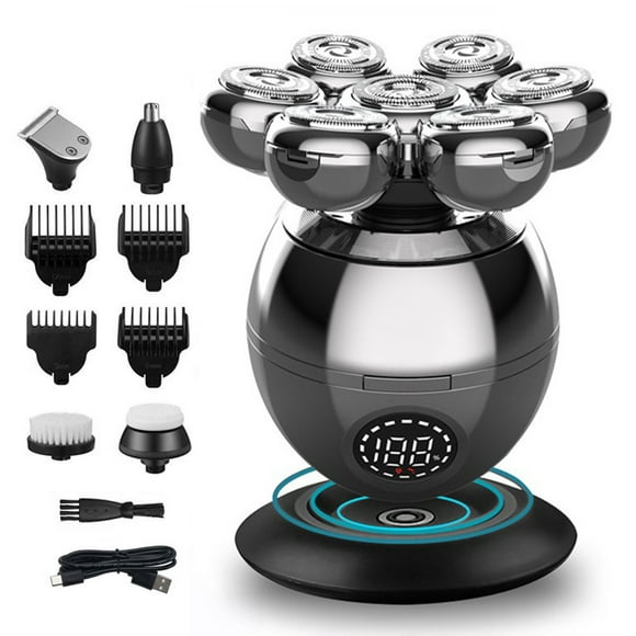 RAYCO 5 in 1 Cordless Electric Rotary Shavers Waterproof Razor for Men, with LED Display Bald Head Beard Trimmer Grooming Kit