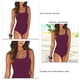 thumbnail image 3 of Traje de baño tankini de una pieza elástico y transpirable con espalda cruzada para mujer, talla L, escote en U, color rojo vino, 3 of 4