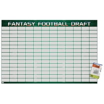 Fantasy Football Draft Wall Poster with Push Pins, 22.375" x 34"
