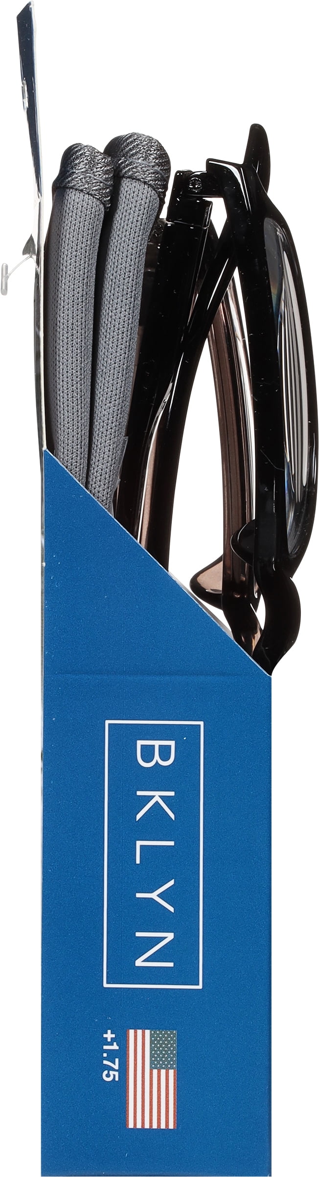(2 pack) Bklyn, Montrose +1.75, Adult, Mens, Plastic Reading Glasses & Pouches Value Pack , 2 Ea