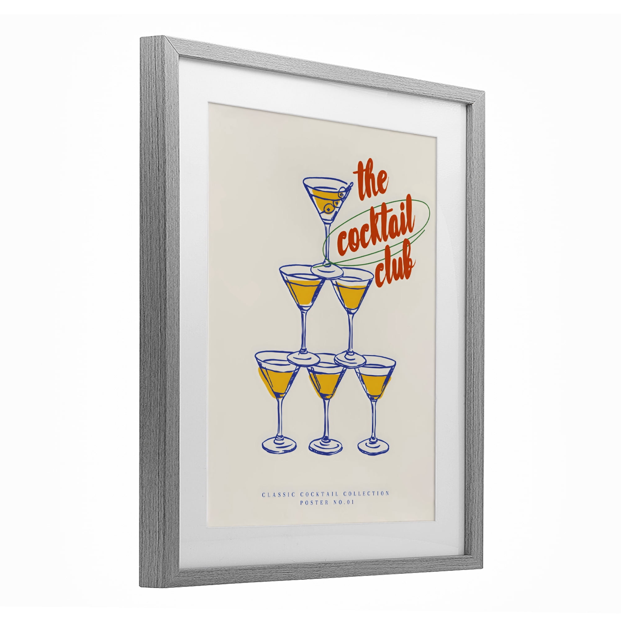 Stupell Industries Tower Toast Cocktail Club Gray Framed Print Under Glass, design by The Prints Vibe