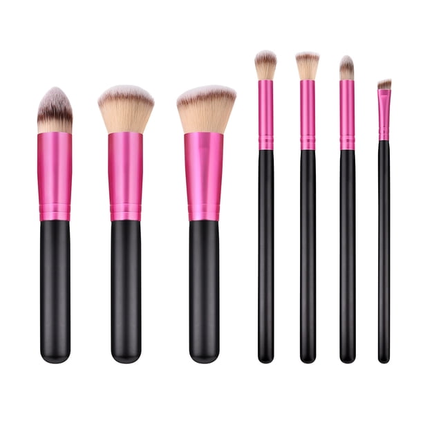 Juego de 7 brochas de maquillaje con mango de madera y cerdas de nailon para mujer (T-07-060)