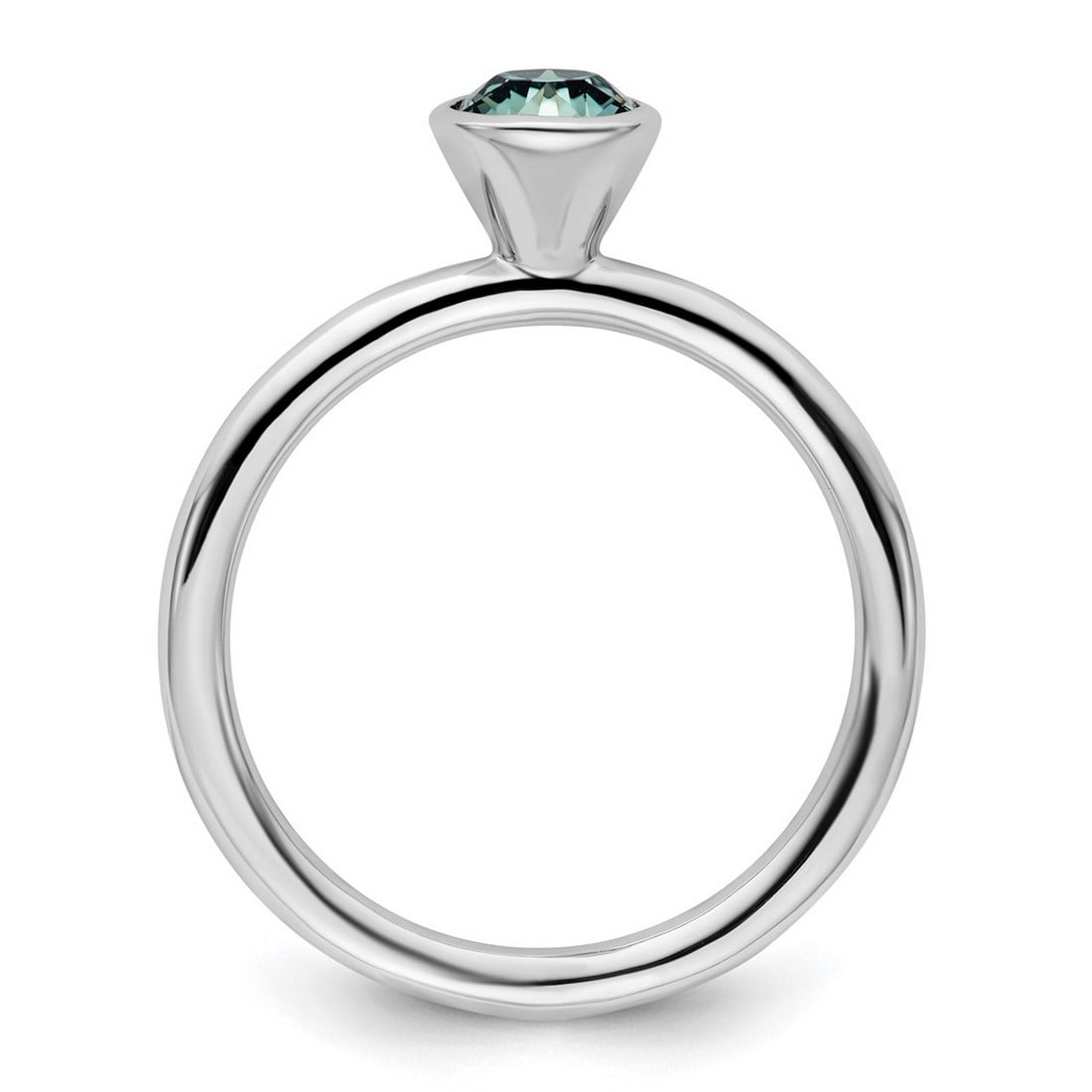 925 Sterling Silver Bezel Polished Stackable High 5mm December Crystal Ring Size 5 Stackable Ring for Women