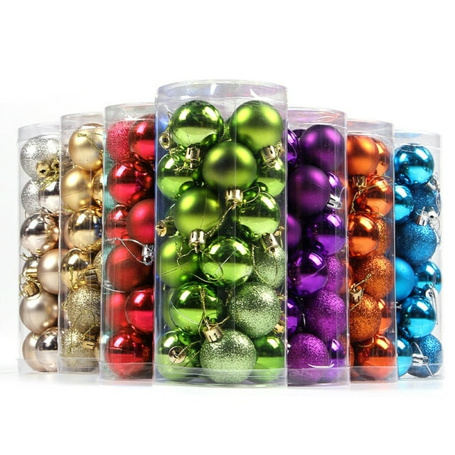 Flmtop 24Pcs 4/6/8cm Christmas Ball Ornament Baubles Xmas Tree Window Hanging Decor