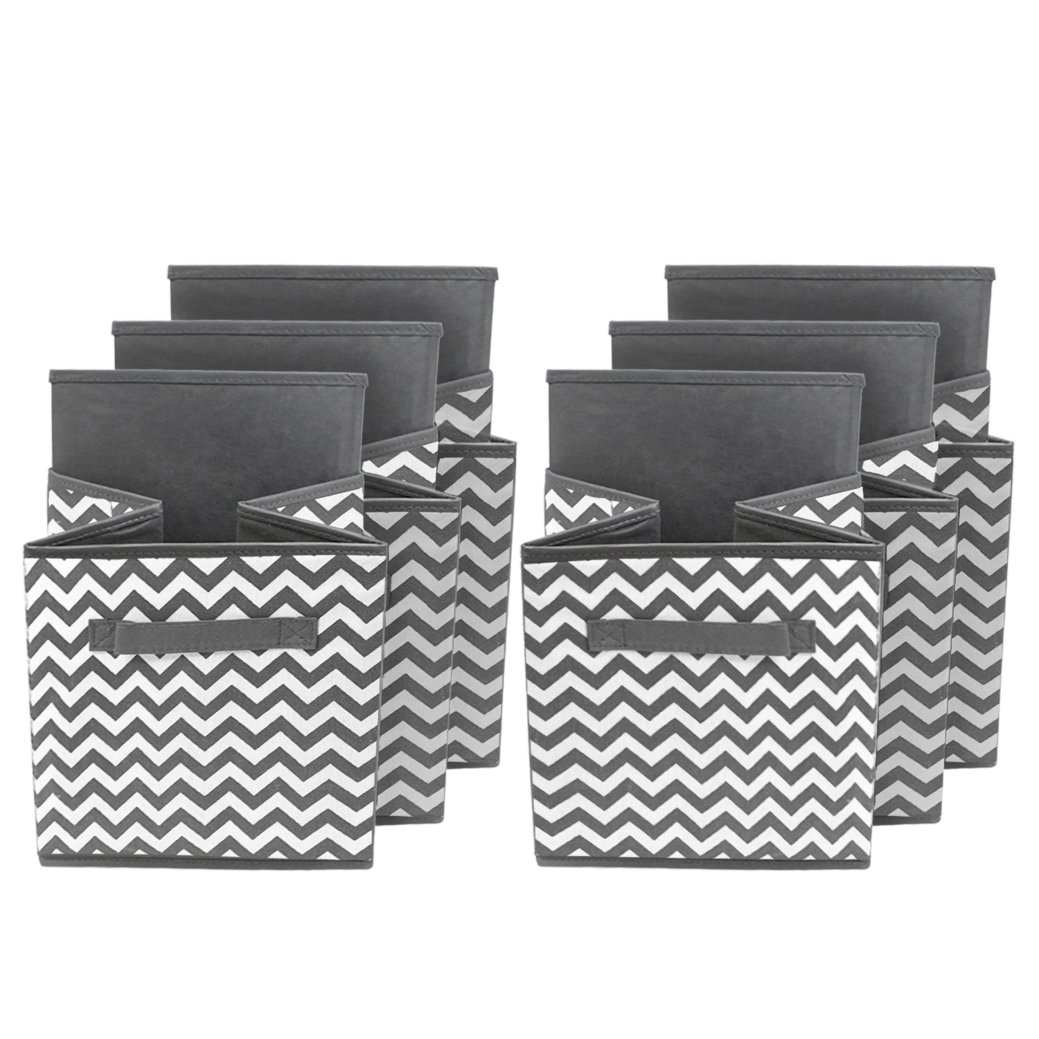 Sorbus Collapsible Storage Cube Bins, 6-Pack, Gray Chevron Fabric Storage Organizers