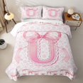 thumbnail image 2 of Catabedysis Fashion Bow Tie Twin Quilt Set,2D Pink Initial U Pattern Twin Coverlet Set For Girls,2Pcs, 2 of 7