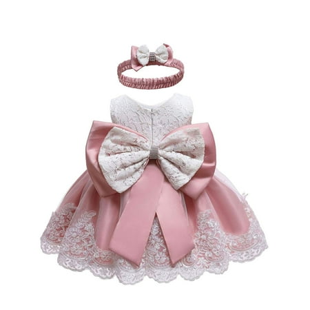 

Canrulo Flower Girl Princess Dress Kids Baby Party Wedding Bridesmaid Pageant Birthday White Pink 18-24 Months