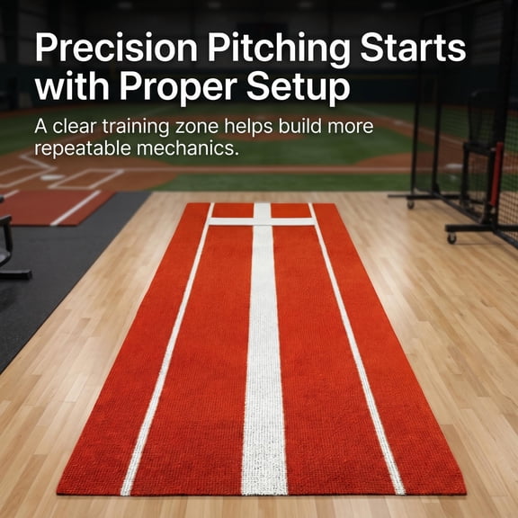 Baseball Pitching Mat with rubber, 9.94 Ft X 3 Ft Softball Pitching Mat, Roll Up Design with Carrying Shoulder Strap & Two Black Elastic Straps, High Density Turf Mat for Pre-Game Warm Ups