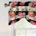 thumbnail image 4 of Tie Up Valance for Windows Pink Peony Rose Curtains Valances Rod Pocket Valance Window Treatments Floral Black Stripes Linen Balloon Curtains for Kitchen Living Room Bedroom Bathroom 42x12 Inch, 4 of 9