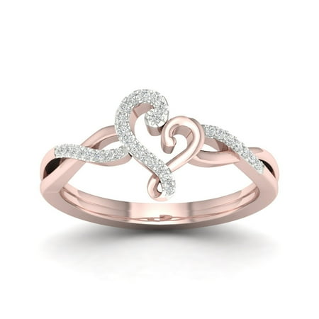 - 1/10Ct TDW Diamond 10K Rose Gold Abstract Heart Fashion Ring