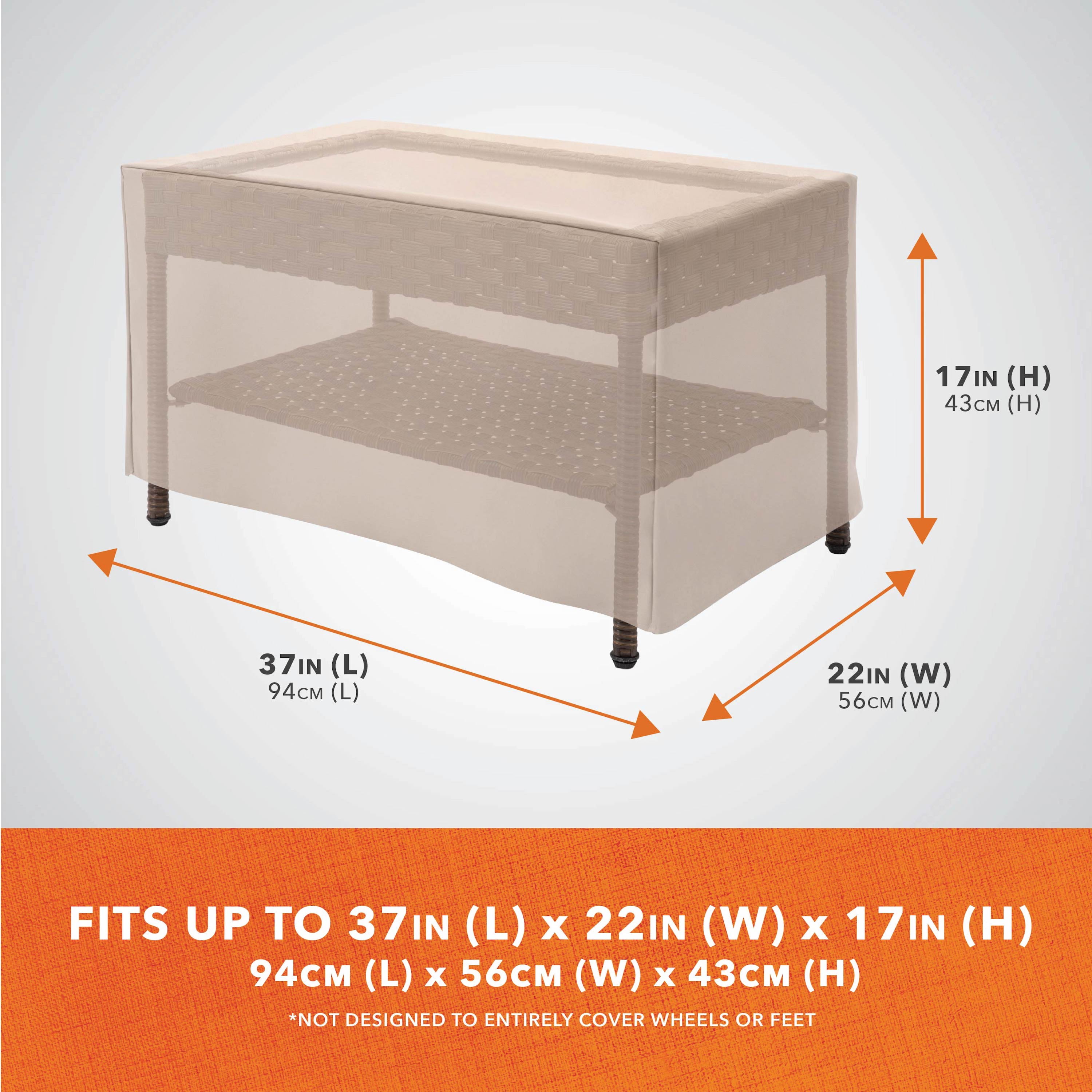 Modern Leisure Basics Patio Ottoman/Coffee Table Cover, 37"L x 22"W x 17"H, Beige