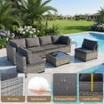 thumbnail image 3 of AstrPthylx 7-Piece Patio Sectional Set with Coffee Table, All-Weather Outdoor PE Rattan L-Shaped Sofa & Cushions for Garden, Backyard (Dark Gray), 3 of 6