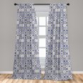 thumbnail image 5 of Ambesonne Indigo Blue Curtains, Antique Azulejo Motif, Pair of 28"x84", Dark Lavender Umber and Ivory, 5 of 5