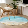 thumbnail image 4 of Round Rugs 3.3 Ft, Blue Waves Non Slip Area Rugs for Kitchen Bedroom Entryway, Summer Beach Starfish Washable Carpet Runner Rug Floor Mats for Bedroom Home Decor Coastal Nautical Ocean, 4 of 9