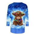 thumbnail image 5 of AGWOLF Plus Size Christmas Shirts for Women Casual 3/4 Sleeve Xmas Tops Crewneck Lightweight Cow Print Ugly Sweatshrits Holiday Festive Tunic Blouse, 5 of 5