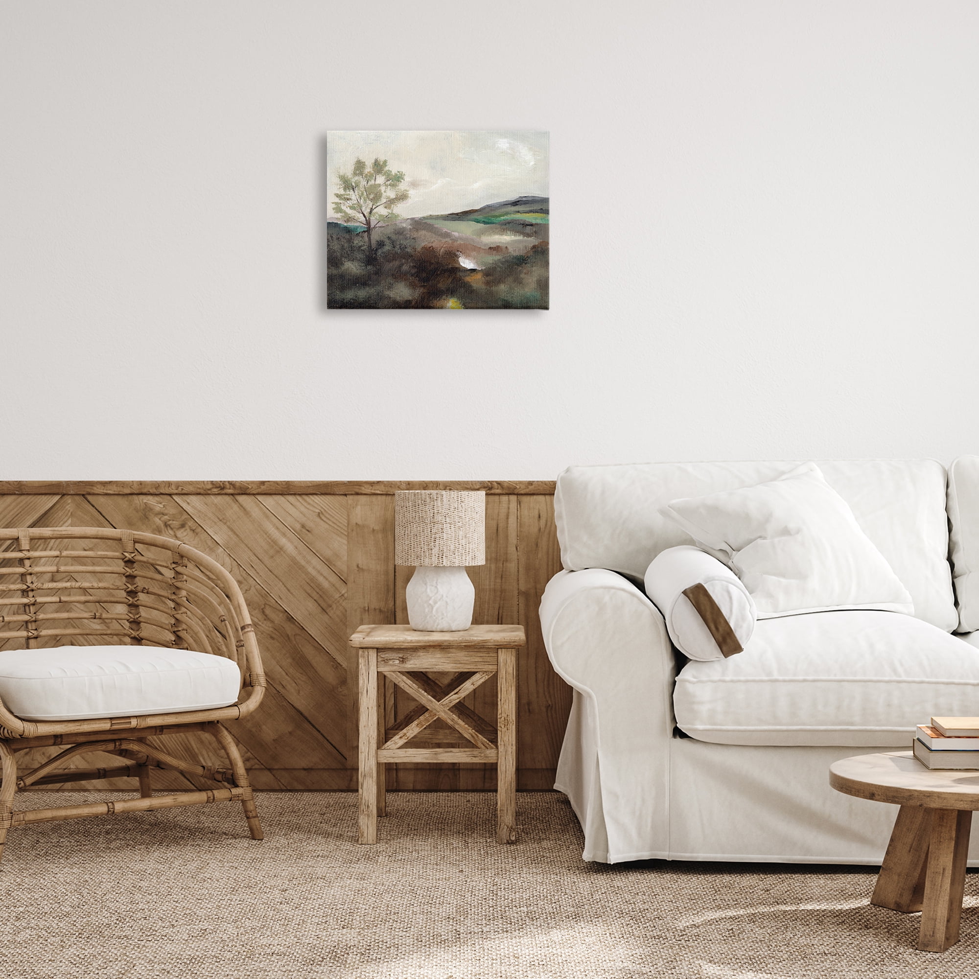 Stupell Industries Beige Toned Landscape Landscape & Nature Painting Wrapped Canvas Art Print Wall Art, 20 x 16