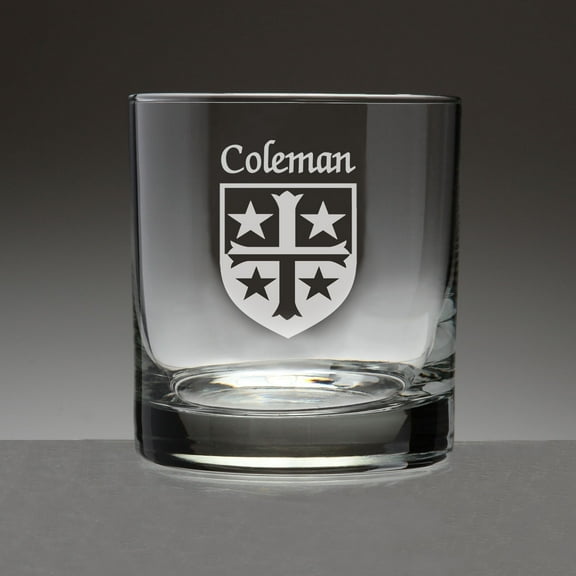 Coleman Irish Coat of Arms Tumbler Glasses - Set of 4 (Sand Etched)