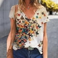 thumbnail image 3 of KZKR Women's V Neck T-Shirts Short Sleeve Colorful Butterfly Tees Summer Casual Tops, 3 of 3