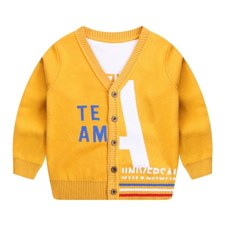 

LYMAYTER Boys Girls Knit Top Toddler Long Sleeve Sweaters Kids Baby V-Neck Cardigan Jacket for 1-7 Years