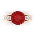 thumbnail image 2 of Clara Pucci 14K Rose Gold Round Cut 3Ct Simulated Tourmaline Engagement Ring + Matching Band - Luxury Box Included, 2 of 7