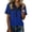 Blue, variant on Denim Collar Short Sleeve Shirts for Womens Button Up V Neck Tops Casual Streetwear Patch Work Tees,Black XL