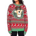thumbnail image 1 of 2023 Chandail Adulte Rouge et Vert 3d T-rex Chandail de Noël Laid, 1 of 3