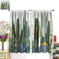thumbnail image 4 of Cactus Curtains, Tropical Various Watercolor Shapes Cacti Flowers Pattern Window Treatments, Rod Pocket Thermal Insulated Drapes 2 Panel Sets for Bedroom Living Room, 63" W X 63" L, 4 of 8