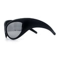 thumbnail image 6 of Womens Oversized Oval Wrap Around High Temple Goggle Plastic Sport Sunglasses Matte Black - Silver Mirror, 6 of 8