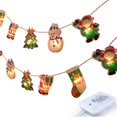 thumbnail image 1 of Cadena de Luces Navideñas Pintadas Lámpara LED de Muñeco de Nieve de Papá Noel 25 M 20 Luces con Control Remoto Blanco Cálido para Decoración de árboles de Navidad ANGGREK Otros, 1 of 8