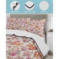 thumbnail image 4 of Quilts Full Size, Vintage Botanical Soft Comforter Bedding Set for Bed, Farmhouse Orange Pink Spring Floral Lightweight Quilted Bedspread with Pillow Cover(2 Pieces) for All Season, 78x90 Inch, 4 of 6