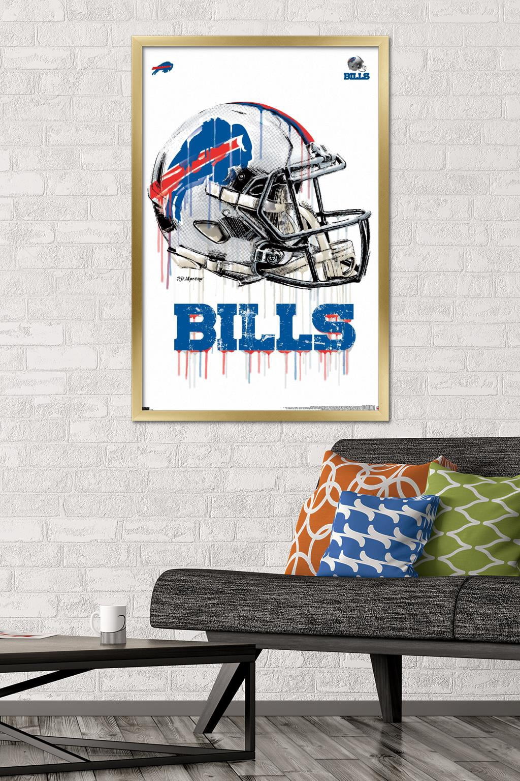 NFL Buffalo Bills - Drip Helmet 20 Wall Poster, 22.375" x 34", Framed