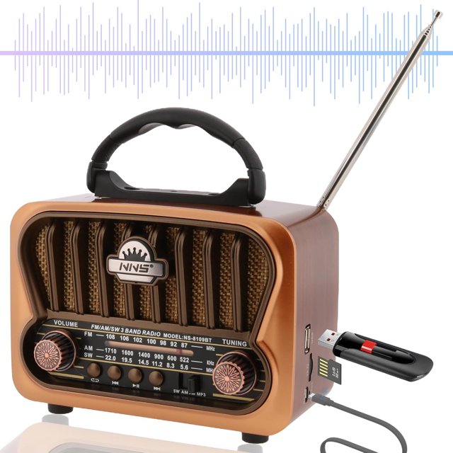 Radio Vintage Portátil,con Am FM SW,Recargable USB, Altavoz Bluetooth Inalámbrico, Compatible con TF, y USB,Estilo Clásico Antiguo Hi-Fi para el Hogar, Regalo, Viaje(Marrón) Marrón